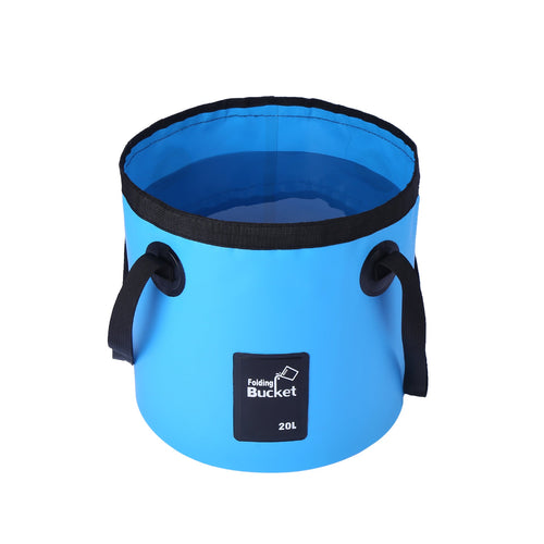 20L Blue Outdoor PVC Folding Water Bucket - Portable Fishing Barrel, Camping Water Storage, Car Washing Bag-0