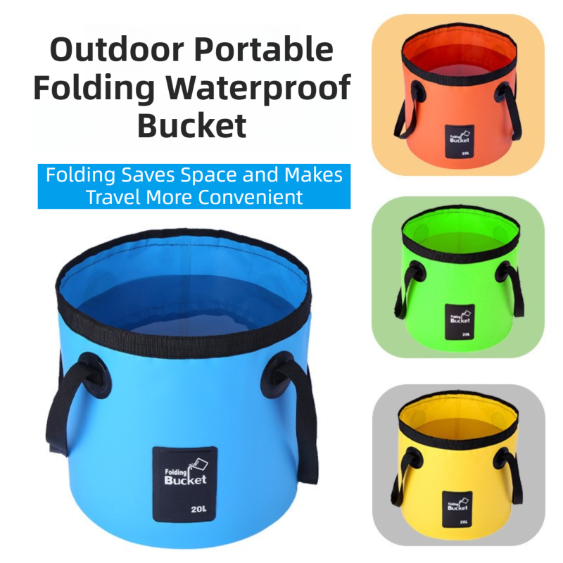 20L Blue Outdoor PVC Folding Water Bucket - Portable Fishing Barrel, Camping Water Storage, Car Washing Bag-1